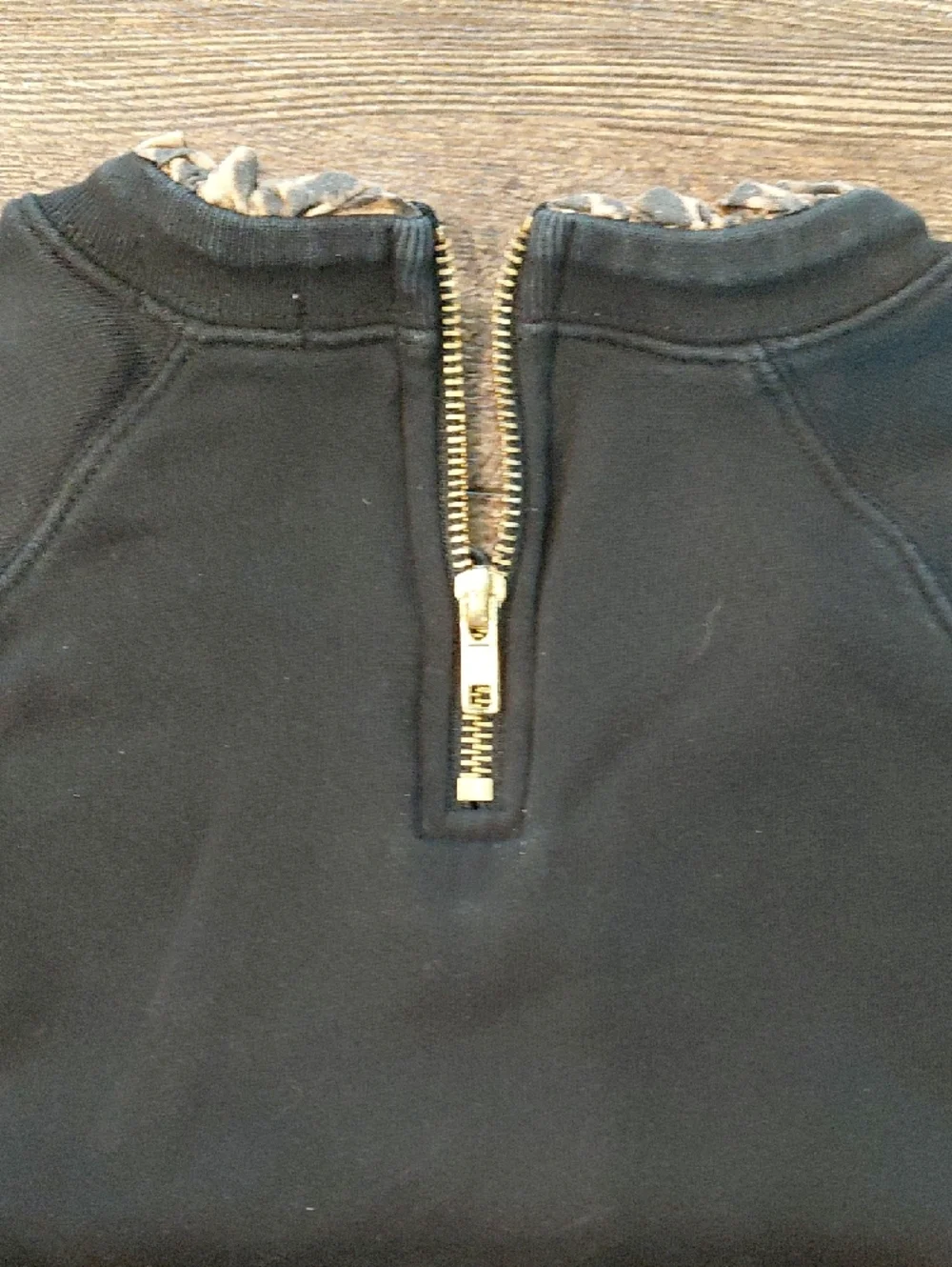 J Crew. Woven Ruffleneck Pullover Sweatshirt In Black